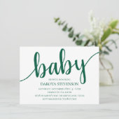 Invitation Script vert simple | Baby shower Bold Hunter (Debout devant)