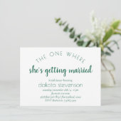 Invitation Script vert simple | Une Où Elle Se Marie (Debout devant)