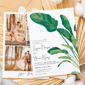 Invitation Script vert tropical plante 3 mariage photo