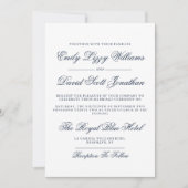 Invitation Script Vintage classique de marine blanche (Devant)