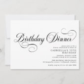Invitation Script vintage | Dîner d'anniversaire noir et blan (Devant)