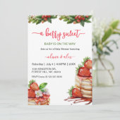 Invitation Script Watercolor Berry sweet Baby shower (Debout devant)