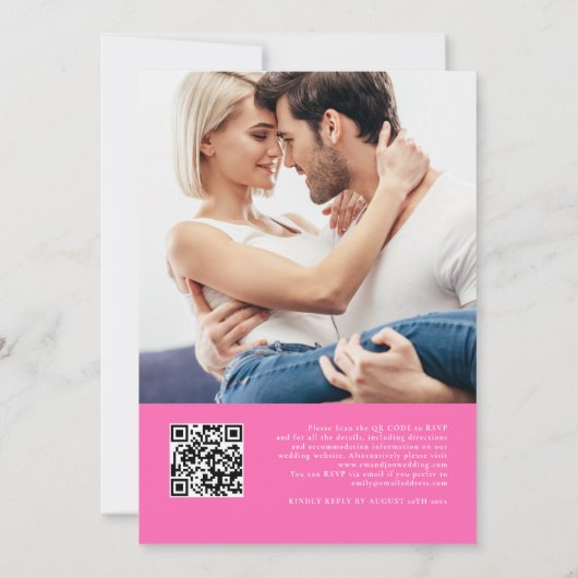 Invitation Script We Do Photo QR Code Hot Pink Mariage (Dos)