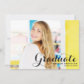 Invitation Script Whimsical | Black Photo Graduation Annonce (Devant)