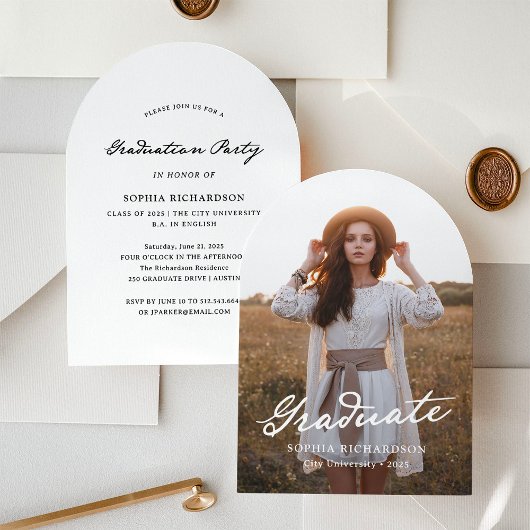 Invitation Script Whimsical | Chic Photo Graduation Party