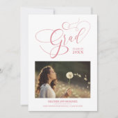 Invitation Script Whimsical Chic Pink Modern Photo Graduate (Devant)