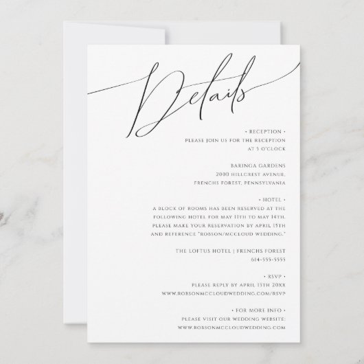 Invitation Script Whimsical Classique Tout En Un Mariage (Dos)
