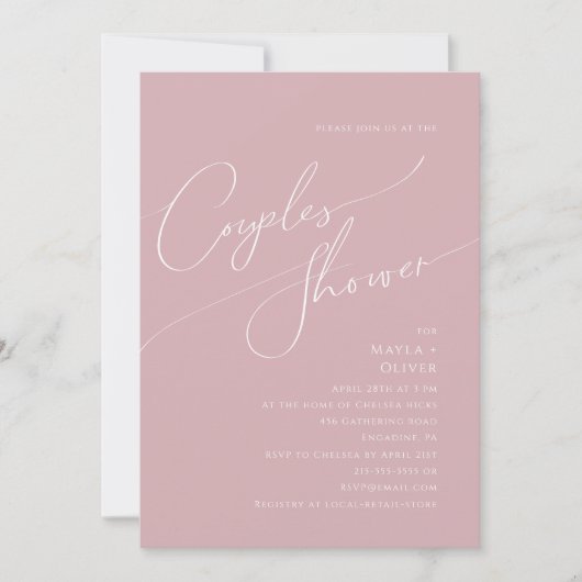 Invitation Script Whimsical | Douche Dusty Rose Couples (Devant)