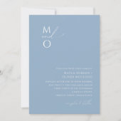 Invitation Script Whimsical | Dusty Blue Monogram Mariage (Devant)
