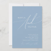 Invitation Script Whimsical | Dusty Blue Tout en un Mariage (Devant)
