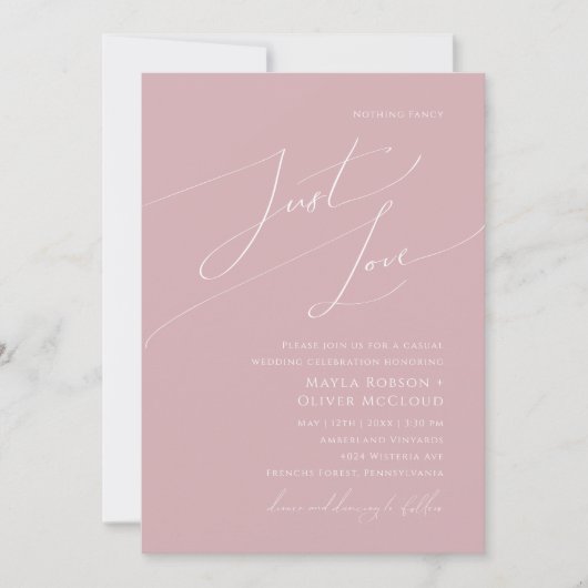Invitation Script Whimsical | Dusty Rose Just Love Mariage (Devant)