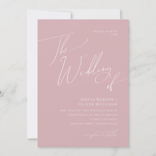 Invitation Script Whimsical | Dusty Rose Le Mariage de (Devant)