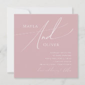 Invitation Script Whimsical | Dusty Rose Mariage Carré (Devant)