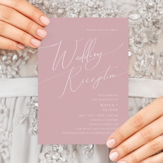 Invitation Script Whimsical | Dusty Rose Mariage Réception