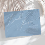 Invitation Script Whimsical | Fête des mariées horizontale bl<br><div class="desc">Voici notre magnifique script lunatique | invitation à la douche nuptiale horizontale bleue parfaite pour votre simple fête de printemps de boho moderne. Notre design élégant comprend une palette de couleurs vives et pastel avec un script de calligraphie vintage et chic. Que vous préfériez un style minimaliste ou classique, notre...</div>