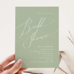 Invitation Script Whimsical | Fête des mariées verte Sage<br><div class="desc">Voici notre magnifique script lunatique | sauge verte nuptiale invitation parfait pour votre simple fête de printemps de boho moderne. Notre design élégant comprend une palette de couleurs vives et pastel avec un script de calligraphie vintage et chic. Que vous préfériez un style minimaliste ou classique, notre produit éditable unique...</div>