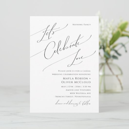 Invitation Script Whimsical Fêtons l'amour Mariage (Debout devant)
