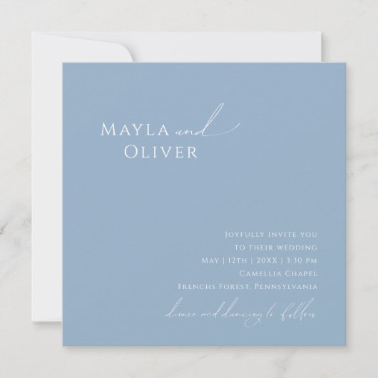 Invitation Script Whimsical | Mariage Carré Dusty Blue (Devant)