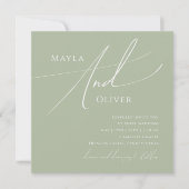 Invitation Script Whimsical | Mariage Carré Sage Green (Devant)