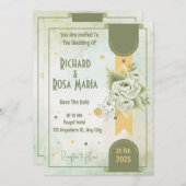 Invitation Script Whimsical | Mariage Décontracté Sage Green (Devant / Derrière)