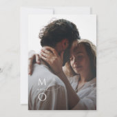 Invitation Script Whimsical | Mariage photo Monogramme bleu (Dos)