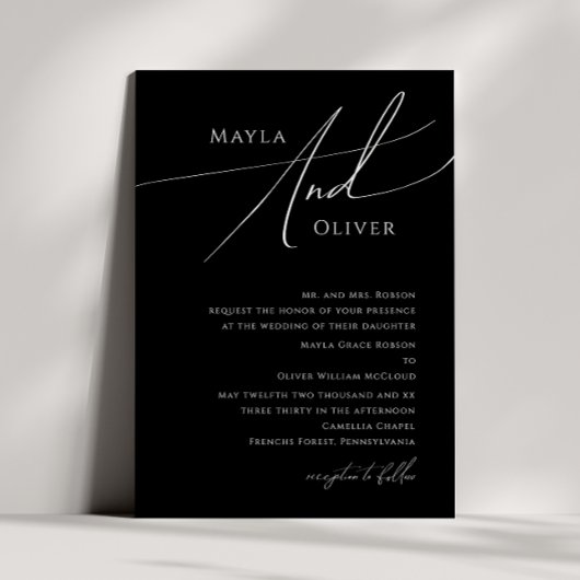 Invitation Script Whimsical | Mariage traditionnel noir