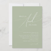 Invitation Script Whimsical | Mariage vert Sage (Devant)