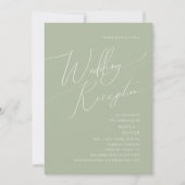 Invitation Script Whimsical | Réception De Mariage Vert Sage (Devant)