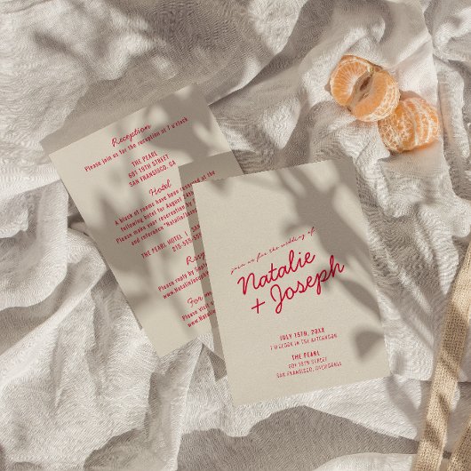 Invitation Script Whimsical Rétro Moderne Tout En Un Mariage