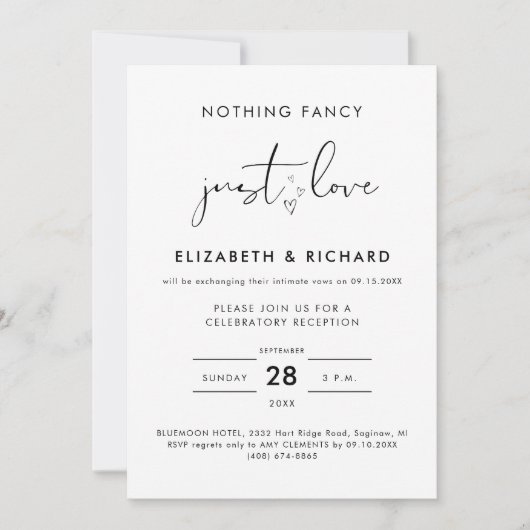 Invitation Script Whimsical Rien de fantaisie Juste Amour Mar (Devant)