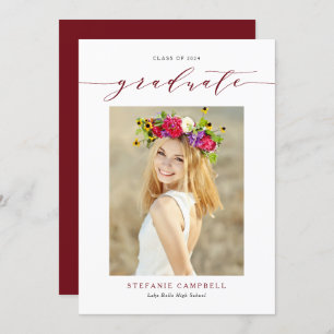 Invitation Script Whimsical Rouge 2023 Graduation Photo