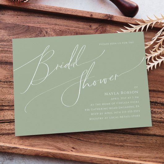 Invitation Script Whimsical | Sage Fête des mariées horizonta