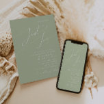 Invitation Script Whimsical | Sage Green Just Love Mariage<br><div class="desc">Voici notre magnifique script lunatique | sauge vert juste faire-part de mariage d'amour parfait pour votre simple fête de printemps de boho moderne. Notre design élégant comprend une palette de couleurs vives et pastel avec un script de calligraphie vintage et chic. Que vous préfériez un style minimaliste ou classique, notre...</div>