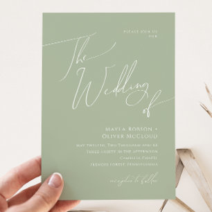 Invitation Script Whimsical   Sage Green Le Mariage de