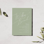 Invitation Script Whimsical | Sage Green Mariage Brunch<br><div class="desc">Voici notre magnifique script lunatique | sauge vert mariage brunch invitation parfaite pour votre simple fête de printemps de boho moderne. Notre design élégant comprend une palette de couleurs vives et pastel avec un script de calligraphie vintage et chic. Que vous préfériez un style minimaliste ou classique, notre produit éditable...</div>