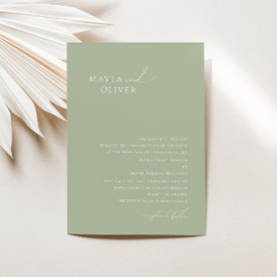 Invitation Script Whimsical   Sage Green Mariage traditionnel