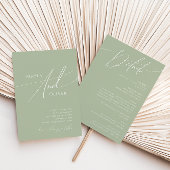Invitation Script Whimsical | Sage Vert tout en un Mariage