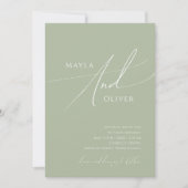 Invitation Script Whimsical | Sage Vert tout en un Mariage (Devant)