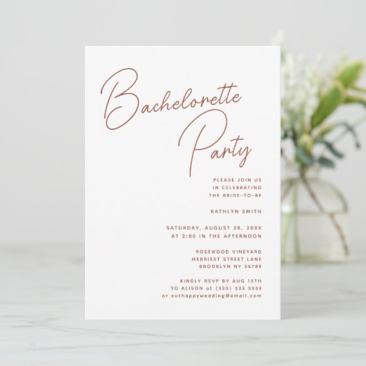 Invitation Script Whimsical Terracotta Bachelorette Party (Debout devant)
