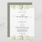 Invitation Script Whimsical Verdure Mariage Floral (Devant / Derrière)