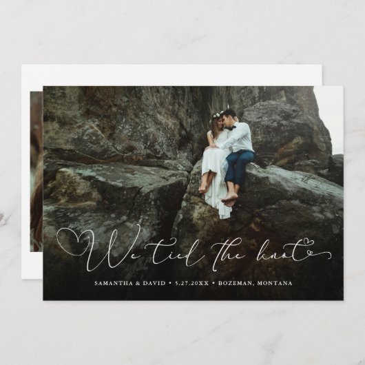 Invitation Scripted Hearts | Annonce de Mariage en Elopement (Devant / Derrière)