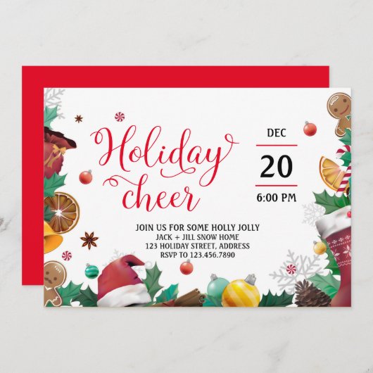 Invitation Scripts de Noël et bonbons de Noël (Devant / Derrière)