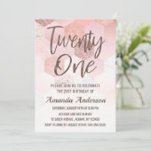 Invitation Scripts de pinceau Rose Gold Tiles 21e anniversair (Debout devant)