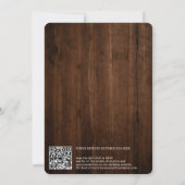 Invitation Scripts en bois brun rustique noms code qr mariage (Dos)