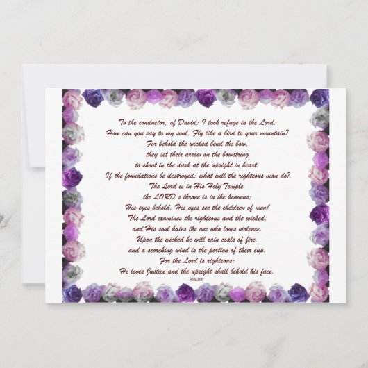 Invitation Scripture, Psaume 11, Purple Roses (Devant)