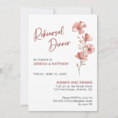 Invitation Scripty Coral Aquarelle Floral Dîner de répétition (Devant)