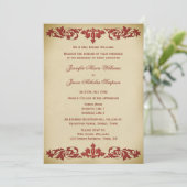 Invitation Scroll de feuilles Vintages en Bourgogne (Debout devant)