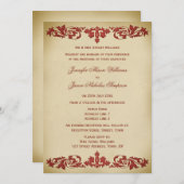 Invitation Scroll de feuilles Vintages en Bourgogne (Devant / Derrière)