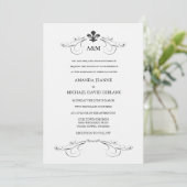 Invitation Scroll Fleur de Lis Wedding décoratif (gris) (Debout devant)