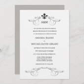 Invitation Scroll Fleur de Lis Wedding décoratif (gris) (Devant / Derrière)